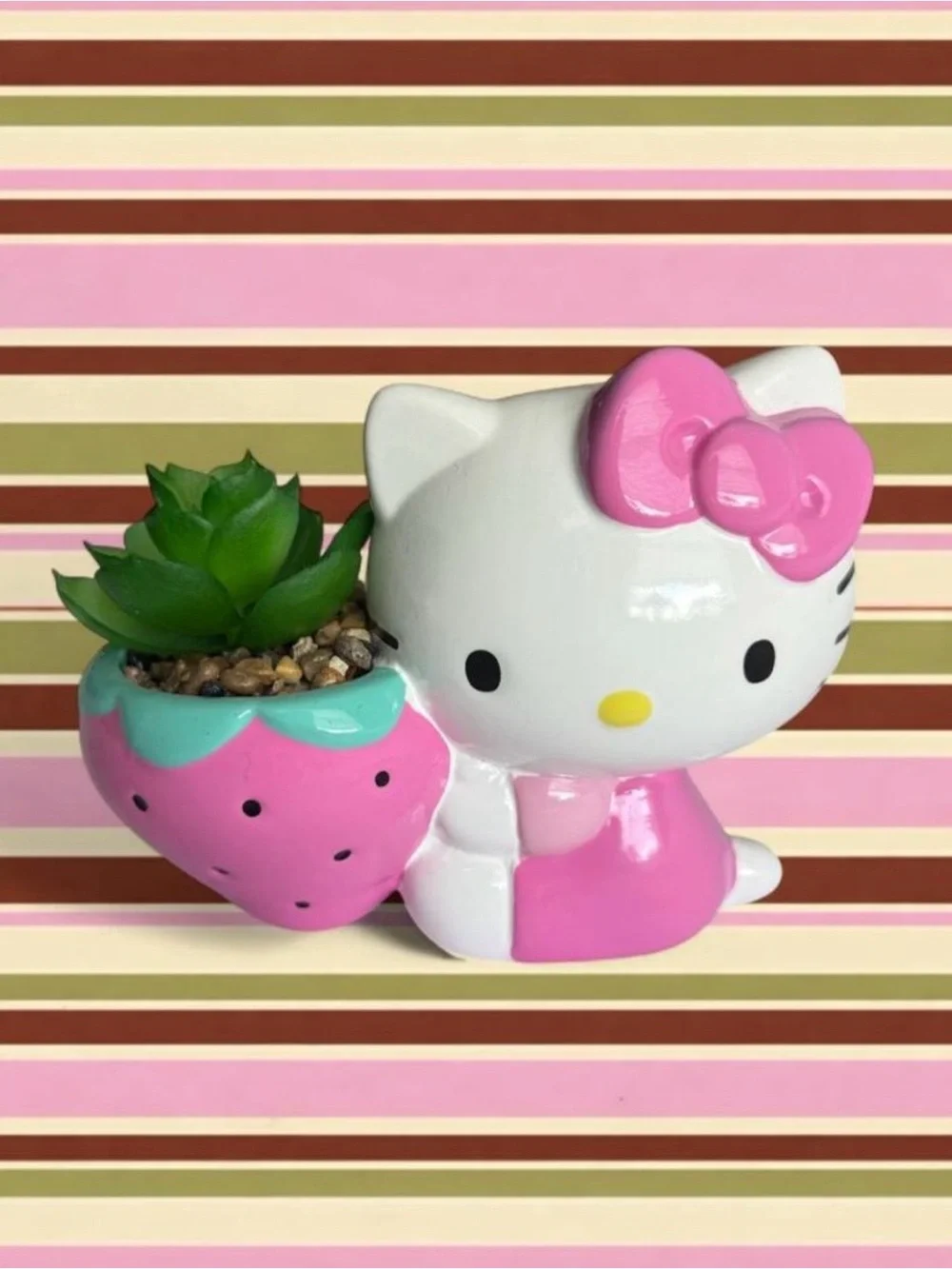 Hello Kitty Sanrio pink strawberry planter pot artificial succulent 2023